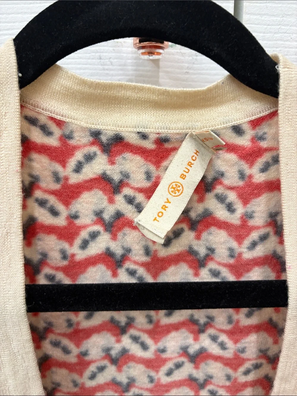 Tory Burch Cream Trim Multicolor Patterned Women’s Cardigan Sweater